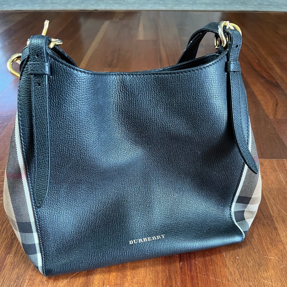 Burberry Black and Brown Leather Tote